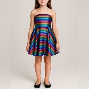 New! Milly Minis Ellie dress rainbow silk blend Made in USA with Italy fabric 10